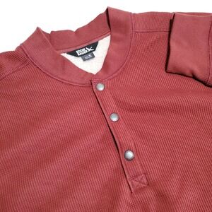 Eddie Bauer Sherpa Lined Waffle Knit Henley Mens XL Red